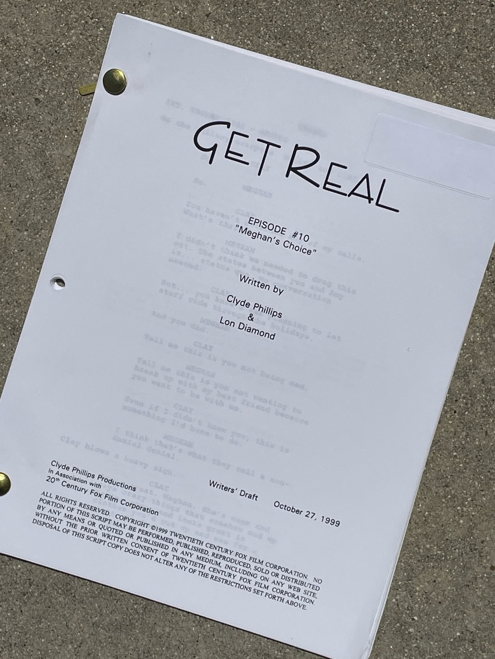 Get Real 90s TV Series Anne Hathaway Eisenberg EOC Production Used Script #10